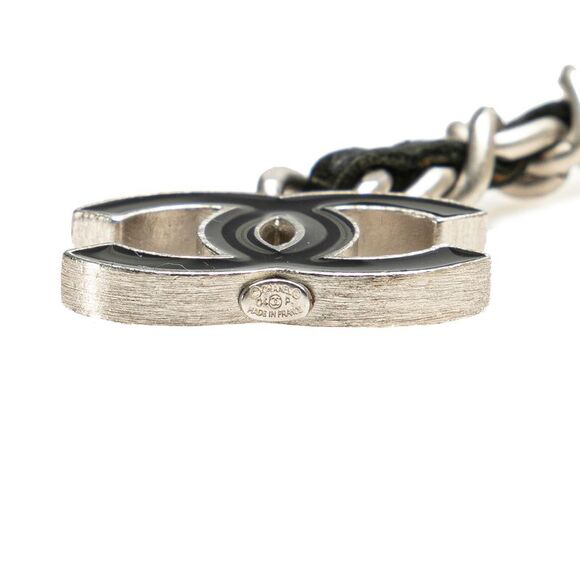 Pre Loved chanel Chain Strap Leather Metal Women Silver Belts